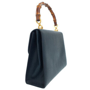 Gucci Shoulder Top Handbag Leather Handle Bamboo Bag
